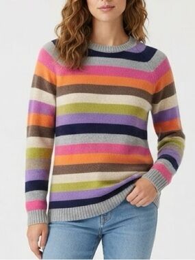 Tabitha Webb Multicolored Striped Crewneck Lambswool Sweater Size L